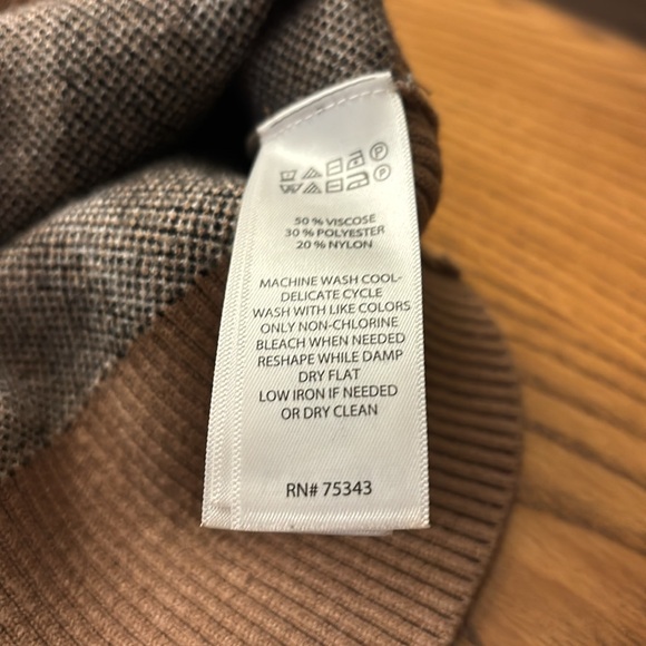 Max Studio V-Neck Sweater. Brown and Black “Burberry” style plaid - Picture 6 of 6